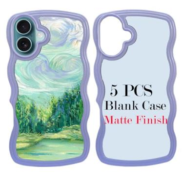 Imagem de JUSTRY 5 peças de sublimação blanks capa de telefone capa de telefone imprimível projetada para iPhone 16, capa de borracha macia de 6,1 polegadas + inserção de alumínio, impressão personalizada, capa