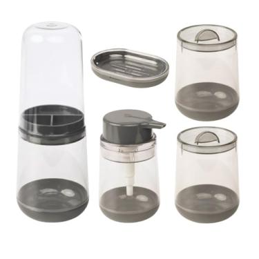 Imagem de Kit Lavabo 5 Peças Bancada Banheiro Suporte Escova De Dentes Porta Sabonete Luxo