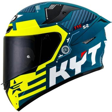 Imagem de Capacete KYT TT Course Fuselage Azul e Amarelo