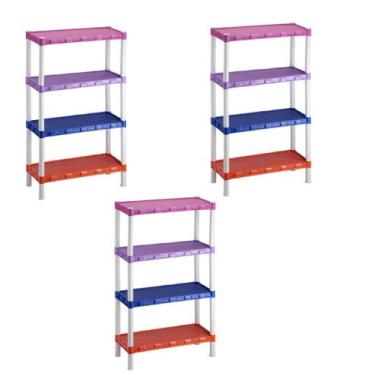 Imagem de Kit 3 Estantes Coloridas Com 4 Prateleira Agraplast - CRB,  colorida