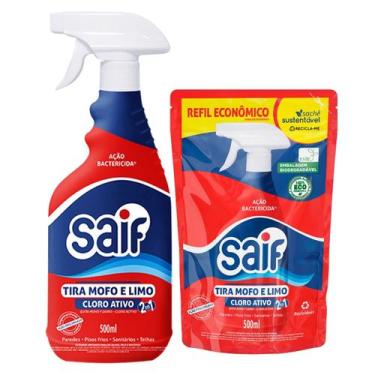 Imagem de Tira Mofo E Limo + Refil 500ml Cloro Ativo Saif Parede Teto Banheiro G