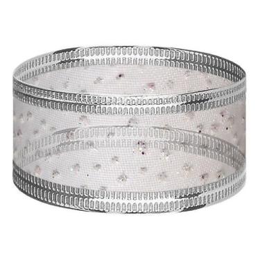 Imagem de 30m Fita De Natal Organza Glitter Aramada 2,5cm Várias Cores - Fitas R