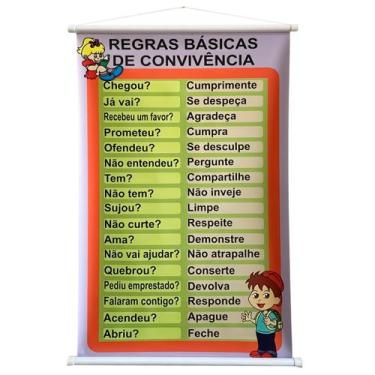 Imagem de Banner Pedagógico Infantil Regras Básicas De Convivência - Brink Sul