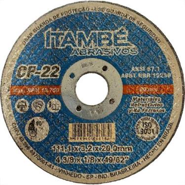 Imagem de Disco Corte Refratario Itambe 4.3/8''X1/8''X 49,62'' - Furo 20Mm - Mak