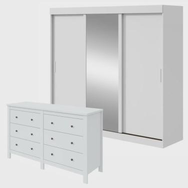 Imagem de Conjunto de Guarda-roupa 3 Portas 3 Gavetas Saion Plus 1 Porta Glass e Cômoda Maggiore New