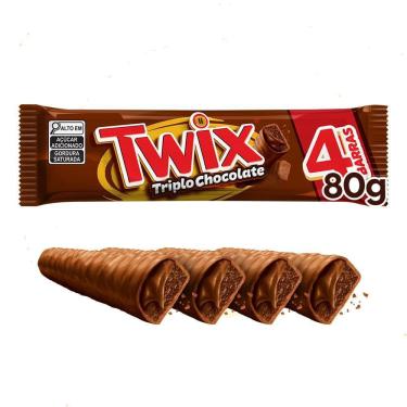 Imagem de Chocolate Twix Triplo Chocolate 4 Barras 80g