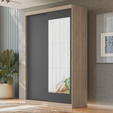 Imagem de Guarda-Roupa Solteiro com Espelho 2 Portas de Correr 2 Gavetas Tuco Yescasa