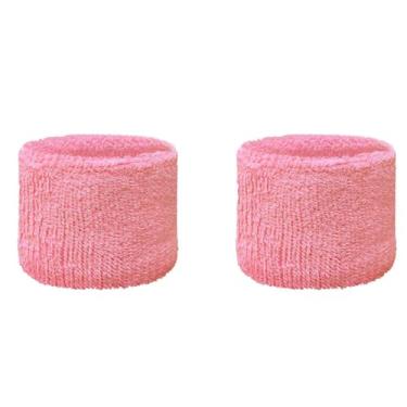 Imagem de Couver Pulseira de moletom juvenil de algodão rosa claro de 7,6 cm para esportes e mais, 1 par