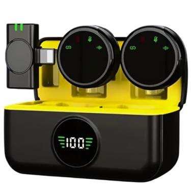 Imagem de Microfone de lapela profissional sem fio com capa de carregamento, 2 mini microfones sem fio com cancelamento de ruído para iPhone iPad, 4 modos de captação, vida útil da bateria 60H, entrevistas,