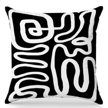 Imagem de Yomisex Capas de almofada abstratas 45,7 x 45,7 cm, preto e branco, capas de almofada abstratas para sofá e quarto, capas decorativas pretas e brancas para casa