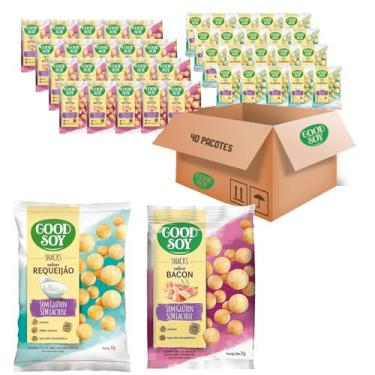 Imagem de Kit 40 Snacks GOODSOY Requeijão (20x) Bacon (20x) 25g