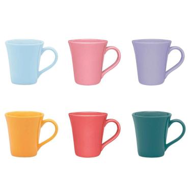 Imagem de Kit 6 Canecas Tulipa C/ Alça 330ml Cerâmica Café Chá Oxford