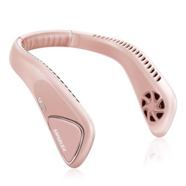 Imagem de SMSELER Ventilador de resfriamento portátil sem lâmina: 6000 mAh recarregável, ar condicionado pessoal de pescoço de 3 velocidades, ângulo ajustável, resfriamento mãos-livres, presente ideal para