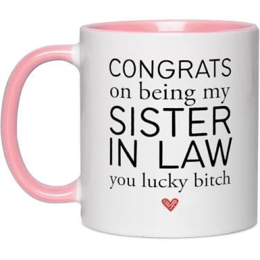 Imagem de Fatbaby Caneca de café engraçada Sister In Law, presentes de aniversário, Natal, Dia das Mães para xícara de chá de cunhada 325 ml