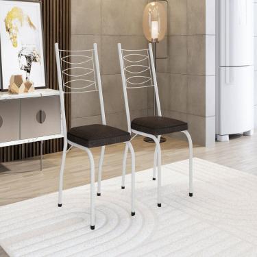 Imagem de Kit com Duas Cadeiras de Cozinha 262 Branco/Imbuia