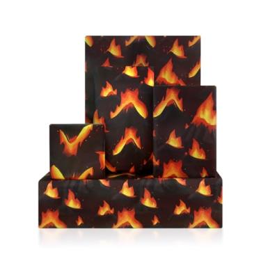 Imagem de Papel de embrulho de presente Fantasy vermelho e amarelo vulcano vulcano vulcânico quente vulcano fogo montanha 4 folhas em 1 design 71 x 50 centímetros por folha, embalagem de presente I Lava You
