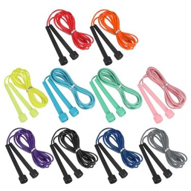 Imagem de PATIKIL Corda de pular PVC, 10 peças de corda de pular de velocidade ajustável, equipamento de exercício livre de emaranhados para treino, mulheres, homens, treinamento ao ar livre, fitness em casa