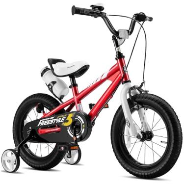 Imagem de RoyalBaby Bicicleta infantil para meninos e meninas BMX de 30,5 cm Freestyle 2 Freios de mão com rodas de treinamento infantil Bicicleta vermelha