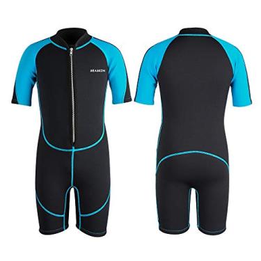 Imagem de Traje de mergulho infantil Seaskin, wetsuit curto de 2 mm com zíper frontal, wetsuit longo de 3 mm com zíper traseiro, térmico, de neoprene, para aulas de mergulho, natação e surfe, unissex