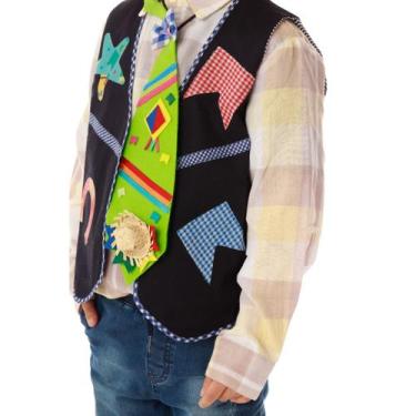 Imagem de Colete Festa Junina Azul c/ Apliques + GRAVATA VERDE - QUIMERA KIDS, 1