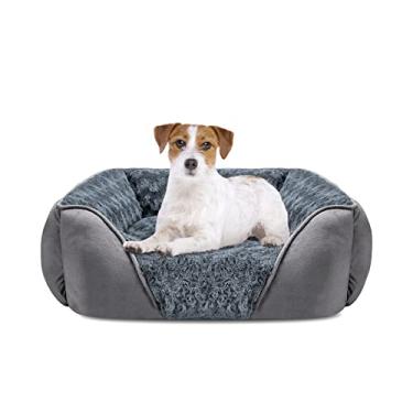 Imagem de INVENHO Cama de cachorro média para cães grandes e médios pequenos cama retangular lavável para cães, sofá-cama ortopédica para cães, cama macia e calmante para filhotes de estimação durável com fundo antiderrapante (63 cm, cinza)