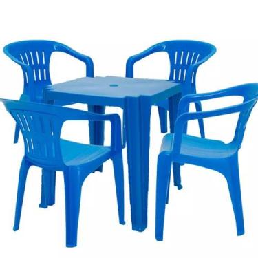 Imagem de Conjunto de Mesa e Cadeiras Tramontina PlAstico, Azul