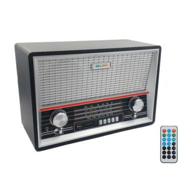 Imagem de Rádio Retrô Com Controle Bluetooth Bt 2068 Livstar, Preto + cinza