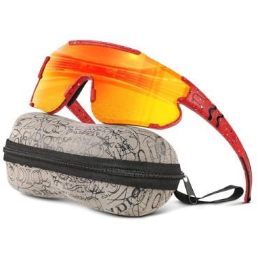 Imagem de Kegrimi Óculos de sol polarizados de beisebol infantil: óculos de sol esportivos para meninos meninas 3-12 jovens óculos de sol para ciclismo corrida (armação vermelha lente vermelha, 64 mm), Armação