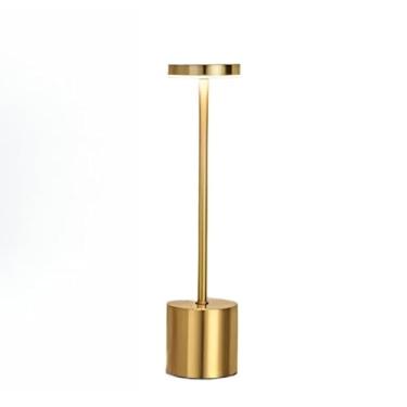 Imagem de Luminária de Mesa Candeiro Dumbbell Touch de Quarto Luxuosa 3 Tons de Led (CANDEIRO GOLD)