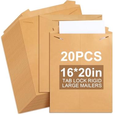Imagem de Weekgrat Embalagem com 20 envelopes rígidos de 40,6 x 50,8 cm, envelopes de papelão robustos, papel Kraft a granel 250 g/m² para envio de fotos, documentos de embalagem, cartões de presente, Cds