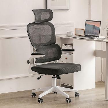 Imagem de Cadeira de escritório em casa com rodas e apoio às costas, cadeiras de mesa de malha de msh alta