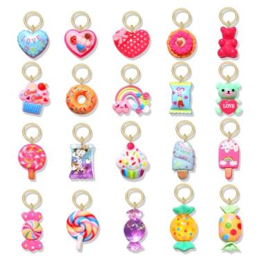 Imagem de HSWE Berloques de cadarço doces novidade pirulito doce doce urso sorvete bolo donut sobremesa sapato encantos acessórios de cadarço personalizado DIY sapato decoração para tênis skate, rosa, Small