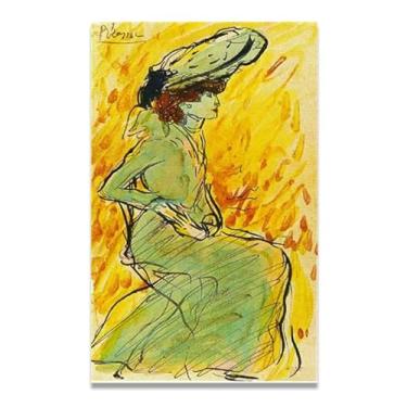 Imagem de Murais de mulher sentada em verde Diego Rivera - Arte do realismo socialista mexicano, muralista do século 1240, coleção clássica do museu de Nova York para decoração de casa 60 x 96 cm