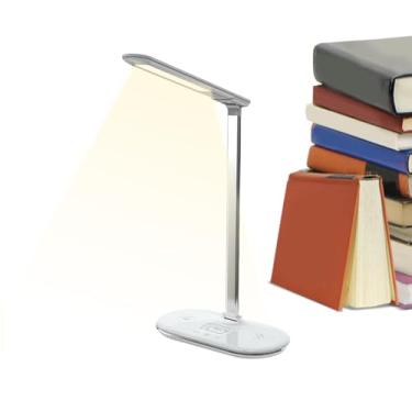 Imagem de Lâmpadas De Estudo Para Escritório,Luminária Com Carregador Sem Fios | Luminária De Leitura Regulável E Dobrável Para Cama Escritório Criado Mudo
