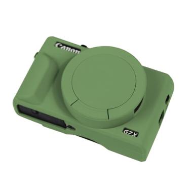 Imagem de Easy Hood Capa de câmera para câmera digital Canon Powershot G7 X Mark III, capa macia de silicone para câmera com marcador de botão, capa de lente removível para câmera Canon G7X III DSLR verde