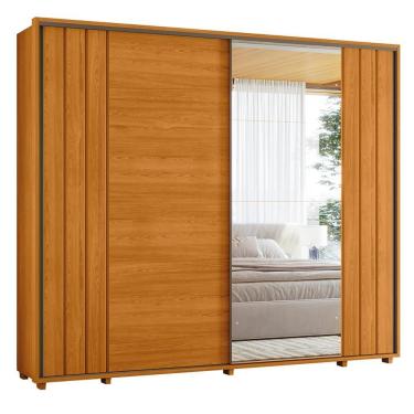 Imagem de Guarda Roupa Casal Dalí Ripado 2 Portas Deslizantes Cinamomo Com 4 Espelhos - Madetec Cinamomo