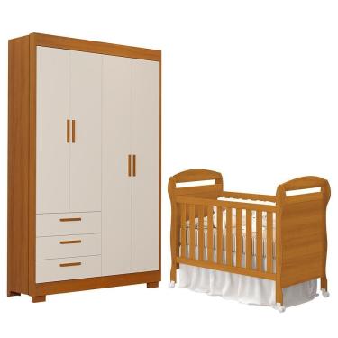 Imagem de Jogo De Quarto Infantil Guarda Roupa Zaki E Berço Mini Cama Danny Areia Fosco-savana - Reller Móveis Areia Fosco-savana