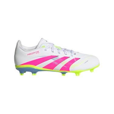 Imagem de adidas Tênis unissex infantil League Predator Firm Multi Ground Soccer Cleats (criança pequena), Branco/rosa lúcido/limão lúcido, 10.5 Little Kid