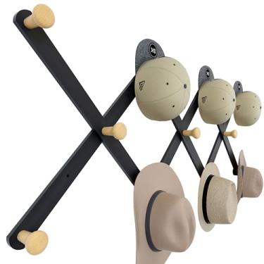 Imagem de SKOLOO Suporte de parede de madeira, gancho de parede sanfonado grande, ganchos de chapéu modernos e expansíveis para parede, chapéu, bolsa, cachecol e cabideiro versáteis para casa, escritório e