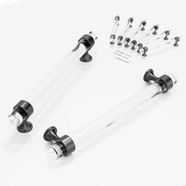 Imagem de CEYMIO Puxadores e puxadores de armário de 16,3 polegadas para armários e gavetas, cozinha, banheiro, quarto, sala de estar, puxador de porta de 160 mm, orifícios de passo, vidro, cristal, bronze,