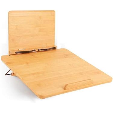 Imagem de Estante De Leitura De Bambu Estante De Livros Ajustável, Suporte De Leitura De Múltiplas Funções Dobrável, Placa De Suporte De Escrita Portátil Leve Perfeita Para Leitura