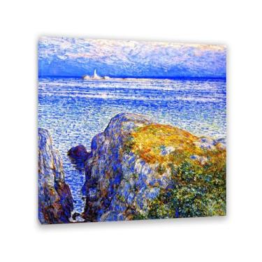 Imagem de Pôster de Frederick Childe Hassam White Island Light at Sundown Classic Picture Wall Art Reproduções de artistas famosos impressões em tela Decoração para quarto de casa 105 x 80 cm (104.1x78.7 cm