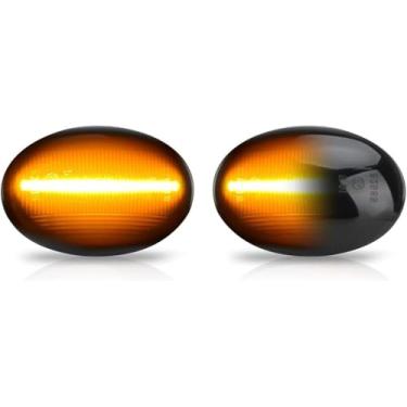 Imagem de Yitoking Conjunto de 2 peças de luz de marcador lateral compatível com MINI Cooper R55 R56 R57 R58 R59 2006-2015, sequencial piscando luzes de seta âmbar, lentes fumê