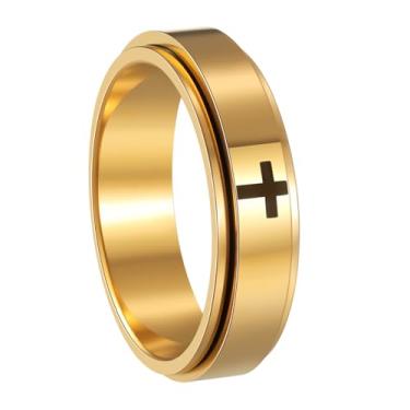 Imagem de Udolfly Anéis fidget masculinos, anéis giratórios de ansiedade, anéis de corrente clássica para mulheres e adultos, anel de aço de titânio, 12, Metal, Sem pedra preciosa