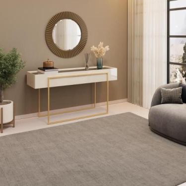 Imagem de Aparador com Tampo Espelhado e Pés Dourados DJ Móveis Kika Off White -