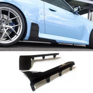 Imagem de Extensão de spoiler de lábio de saia lateral de carro difusor protetor para M2 G87 2023-2024 avental divisor de saia lateral do carro acessórios (preto brilhante)