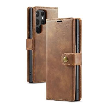 Imagem de YOGISU Capa protetora de couro tipo carteira magnética para Galaxy S8 Plus (para Galaxy S8 Plus/marrom)