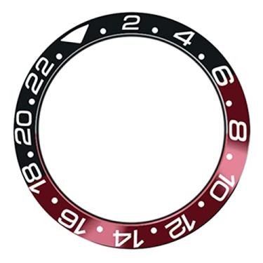 Imagem de HUAYUWA Anel de relógio com inserção de bisel de cerâmica/alumínio de 38 mm de diâmetro (com fita de 5 peças) adequado para GMT/SUB 40 mm acessórios de reparo de caixa de relógio (F, GMT, moldura de