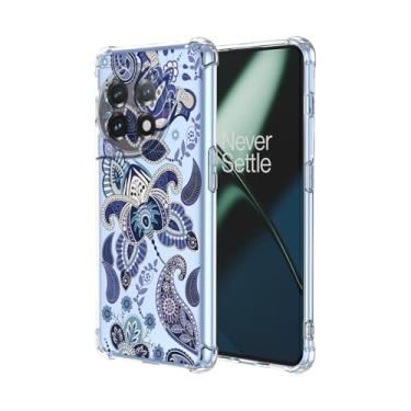 Imagem de JDYGWK Capa para Oneplus 11 1+ 11 estampa floral transparente, silicone TPU macio, fina, à prova de choque, capa protetora antiarranhões para Oneplus 11, azul encantador