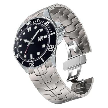 Imagem de Compatível com pulseiras Casio MDV106, pulseira de metal de aço inoxidável de liberação rápida com fecho dobrável de substituição compatível com relógio Casio MDV106-1AV/MTP-VD01 (titânio, pulseira de